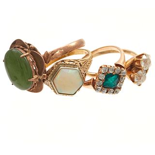 Collection of Diamond, Opal, Nephrite Gold Rings