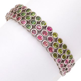 Multi-Color Tourmaline, Sterling Silver Bracelet