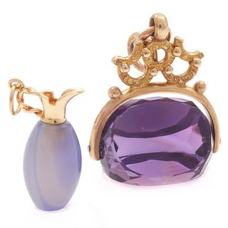 Collection of Amethyst, Chalcedony, Gold Jewelry Items