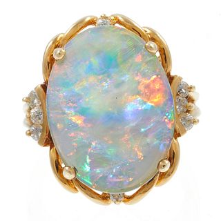 Opal, Diamond, 18k Rose Gold Ring