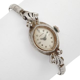 Ladies Longines Diamond, !4k White Gold Watch