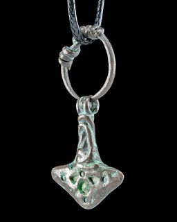 9th C. Viking Silver Mjolnir Pendant w/ Suspension Ring