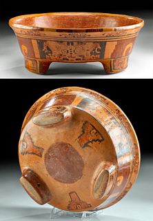 Maya Pottery Tripod Dish w/ Painted Glyphs