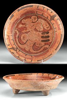 Maya Pottery Tripod Dish of Principal Bird Deity