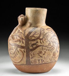 Moche Fineline Pottery Vessel w/ Monkeys & Ceremony, TL
