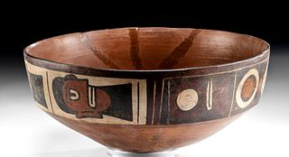 Nazca Polychrome Bowl w/ Trophy Heads & Fish