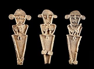 Three Muisca Tumbaga Tunjo Figure Appliques