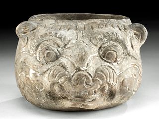 Zapotec Pottery Vessel of Camazotz Head