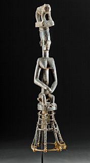 Early 20th C. Nigerian Urhobo Wood Figural Headdress