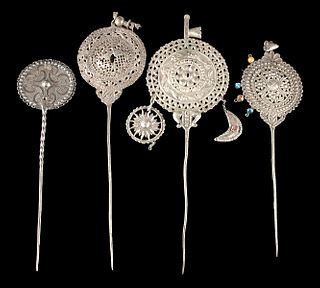 19th C. Spanish Colonial Silver Tupus (group of 4)