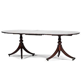 Georgian Mahogany Double Pedestal Dining Table 