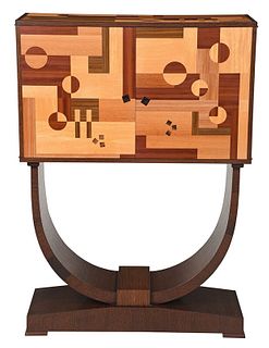 Fine Modern Craft Geometric Inlaid Cabinet