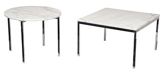 Two Florence Knoll Mid Century Marble Top Tables