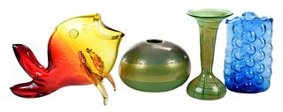 Group of Four Modern Glass Table Objects