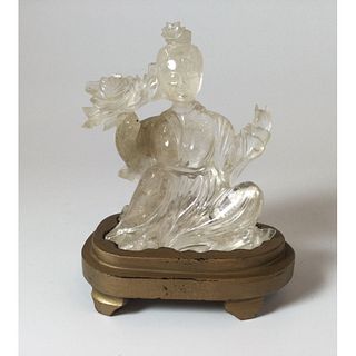 Carved Rock Crystal Guanyin Statue