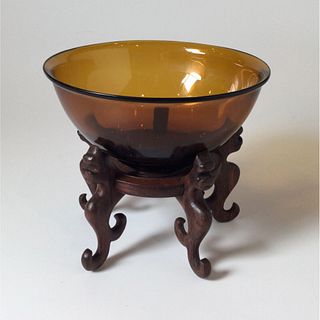 Qing Period Peking Glass Bowl with Base