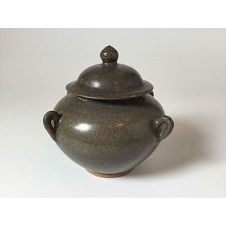 Chinese Ceramic Tea Dust Glazed Jar with Lid