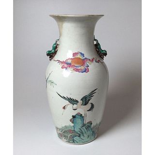 Chinese Famille Rose Crane Vase