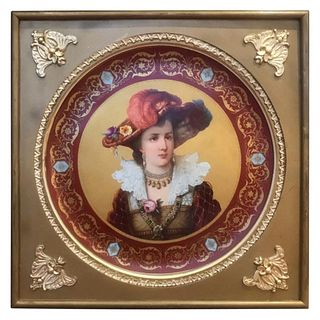 Large 19th Century Royal Vienna Charger in Frame Signed R.Russ
