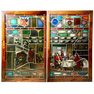 Equestrian Stained Glass Windows Depicting Fox Hunters, Lamb Studios Tenafly NJ