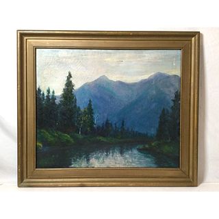 Landscape Oil on Canvas W.S. Beekin?  Trout Waters