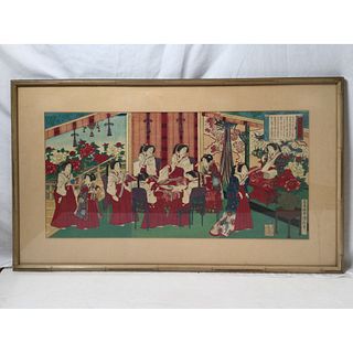 Japanese Triptych Woodblock Print