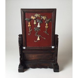 Chinese Lacquer with Wood Table Screen