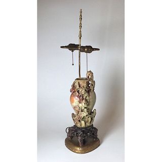 Early 1900's Carved Soapstone Lamp