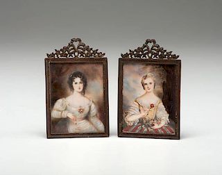 Pair of Miniature Portraits on Ivory 