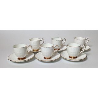 Set of 6 Demitasse Cups and Saucers by AYNSLEY BONE CHINA "GOLDEN CROCUS" 