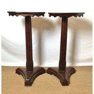 Pair of English Regency Mahogany Pedestal Tables