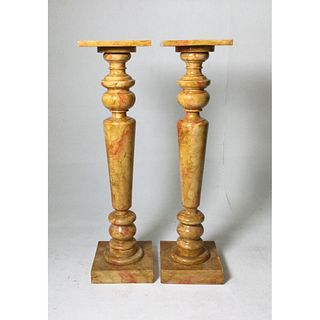 Pair Faux Painted Wood Pedestals