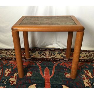 HASLEV Handmade Tile Top Solid Teak Side Table