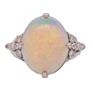 Platinum Opal Diamond Cocktail Ring