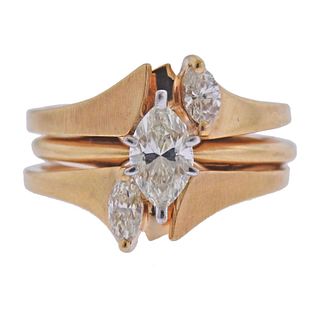 14k Gold Diamond Bridal Ring Set