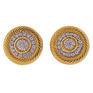 Italian 14k Gold Diamond Earrings