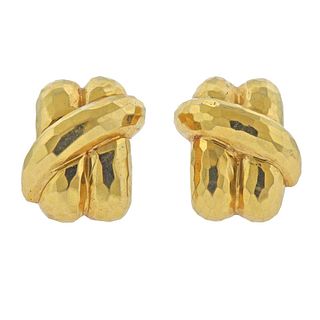 14k Gold Hammered Finish Earrings