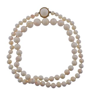 Vintage 14k Gold Coral Bead Necklace