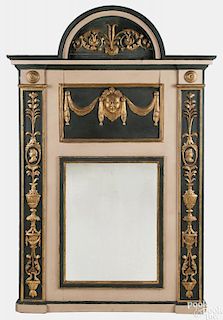 Italian carved and painted mirror, 19th c., with applied mask, urns, and swags, 64 1/2'' x 38 1/2''.