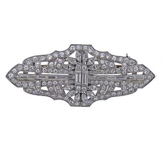 1950s Mid Century Platinum 7ctw Diamond Brooch Clip Set