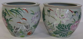 Pair of Chinese Enamel Decorated Fish Bowl.