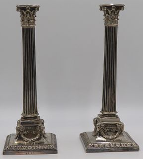 SILVERPLATE. Pair of Antique Corinthian Column