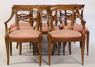 Set Of 8 Italian Fruitwood Dining Chairs .