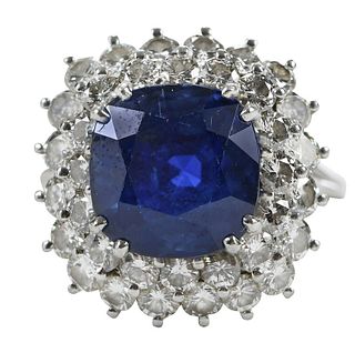 Classic Ceylon Sapphire and Diamond Ring