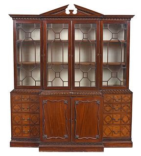 Chippendale Style Mahogany Fretwork Breakfront