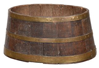 Barrel Form Brass Bound Firewood Bucket