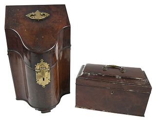 Georgian Mahogany Document Box and Tea Caddy