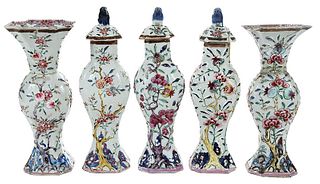 Five Piece Chinese Export Porcelain Garniture