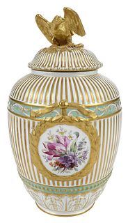 K.P.M. Gilt and Hand Painted Lidded Porcelain Jar