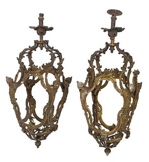 Fine Pair Louis XV Style Gilt Bronze Gas Lanterns